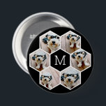 Badge Rond 7,6 Cm 6 Photo Collage dans un motif de nid d'abeille noi<br><div class="desc">Utilisez vos photos carrés pour obtenir les meilleurs résultats ! POUR MODIFIER L'ARRIÈRE - PLAN - cliquez sur la personnaliser ou la zone de conception avancée, puis choisissez une couleur dans le sélecteur de couleurs. Ajoutez vos photos et clichés préférés à cette bande de film pour un garde-mémoire amusant. Une...</div>