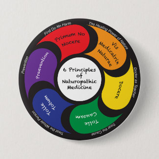 Badge Rond 7,6 Cm 6 principes de médecine de naturopathique - bouton