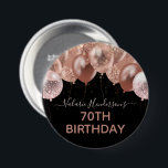 Badge Rond 7,6 Cm 70e anniversaire Ballons de Parties scintillant ro<br><div class="desc">Faux parties scintillant. Modèle de ballon rose élégant. Idéal pour de nombreuses fêtes d'anniversaire différentes. Tout le texte est réglable. Fête du 70e anniversaire</div>