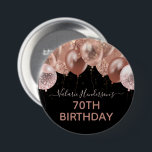 Badge Rond 7,6 Cm 70e anniversaire Ballons de Parties scintillant ro<br><div class="desc">Faux parties scintillant. Modèle de ballon rose élégant. Idéal pour de nombreuses fêtes d'anniversaire différentes. Tout le texte est réglable. Fête du 70e anniversaire</div>