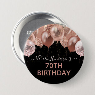 Badge Rond 7,6 Cm 70e anniversaire Ballons de Parties scintillant ro