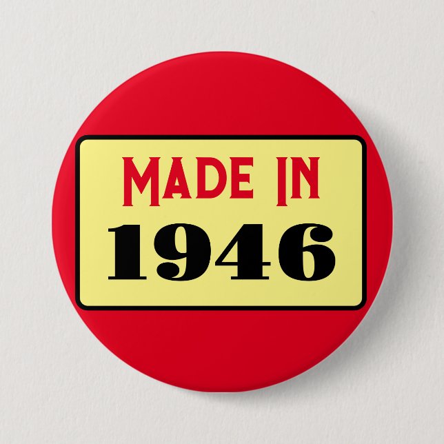 Badge Rond 7,6 Cm 80th Birthday party born 1946 80 pin (Devant)