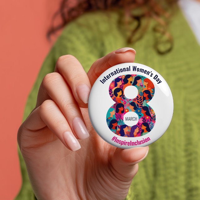 Badge Rond 7,6 Cm 8 mars Journée internationale de la femme IWD (March 8 International Women's Day IWD Button)