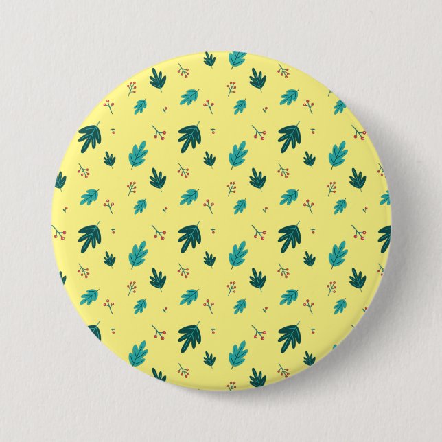 Badge Rond 7,6 Cm À feuillage persistant Tree Feuilles et Red Holly  (Devant)