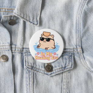 Badge Rond 7,6 Cm À mon ère de guérison Capybara drôle