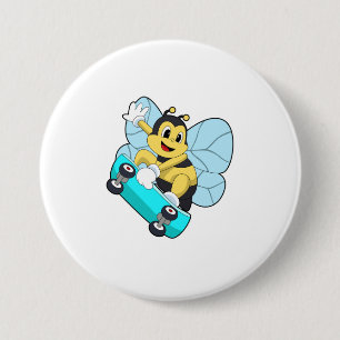 Badge Rond 7,6 Cm Abee comme patineur avec skateboard