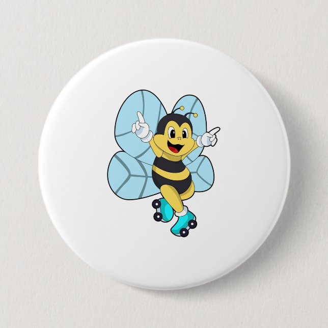 Badge Rond 7,6 Cm Abeille à roulettes (Devant)