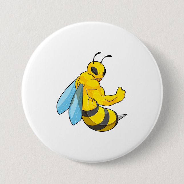 Badge Rond 7,6 Cm Abeille comme culturiste (Devant)