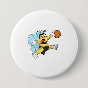 Badge Rond 7,6 Cm Abeille en tant que joueur de basket-ball avec Bas