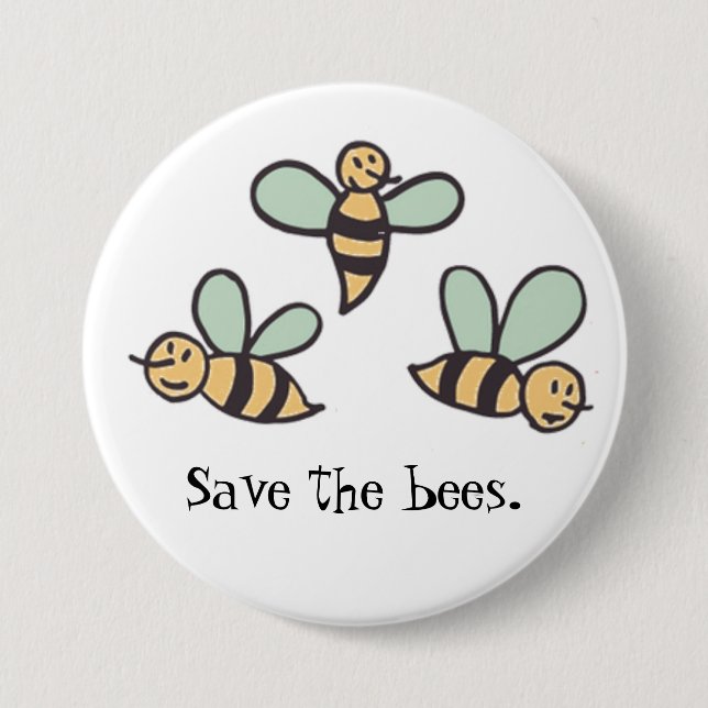 Badge Rond 7,6 Cm Abeilles (Devant)