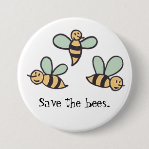Badge Rond 7,6 Cm Abeilles