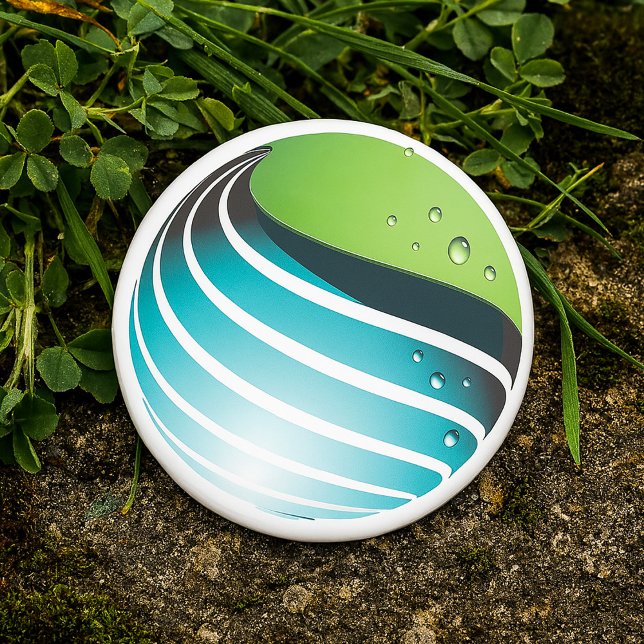 Badge Rond 7,6 Cm Abstrait Green and Blue Globe Modern Earth (Créateur téléchargé)