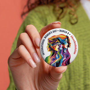 Badge Rond 7,6 Cm Abstraite couleur face à la Journée des Femmes   I