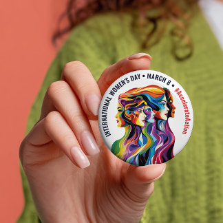 Badge Rond 7,6 Cm Abstraite couleur face à la Journée des Femmes | I