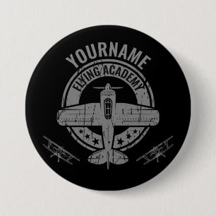Badge Rond 7,6 Cm Académie de pilotage d'avion Vintage personnalis