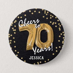 Badge Rond 7,6 Cm Acclamations d'or pour les 70 ans