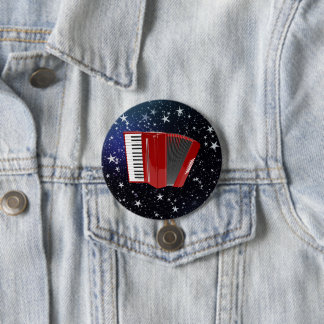 Badge Rond 7,6 Cm Accordéon rouge sur le ciel nocturne