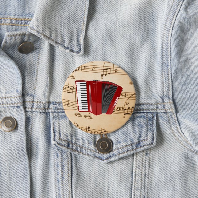 Badge Rond 7,6 Cm Accordion Music, design populaire, (En situation)