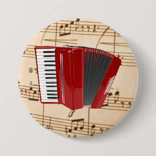 Badge Rond 7,6 Cm Accordion: Red Accordion