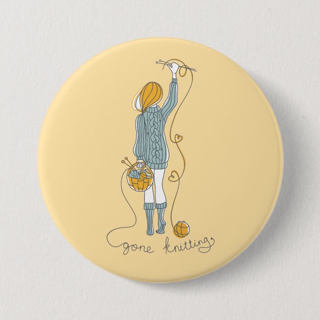 Badge Rond 7,6 Cm Accro du tricot (Devant)