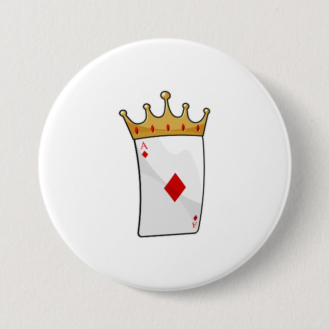 Badge Rond 7,6 Cm Ace diamant avec Couronne (Devant)