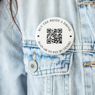 Badge Rond 7,6 Cm Acheter un verre à la mariée Bouton de code QR