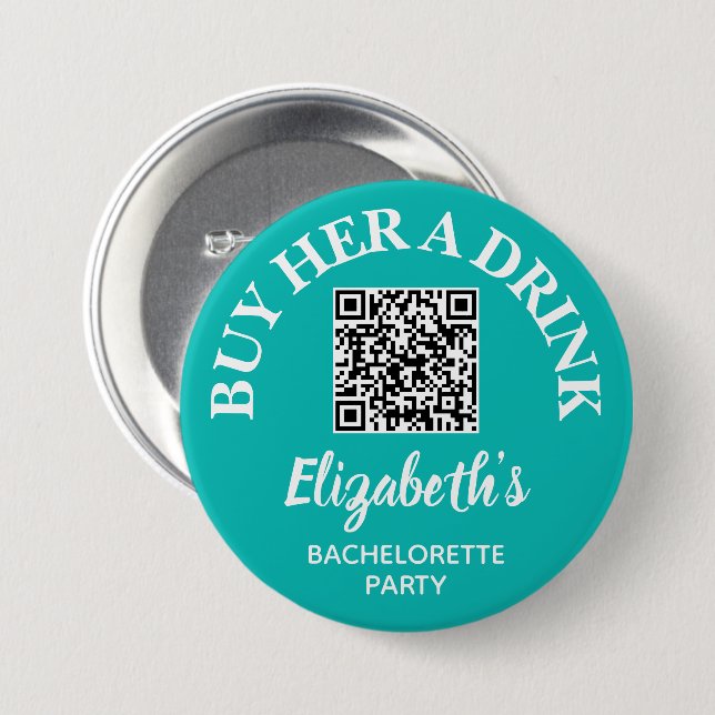 Badge Rond 7,6 Cm Achetez-Lui Un Verre Bachelorette Party QR Code (Devant & derrière)