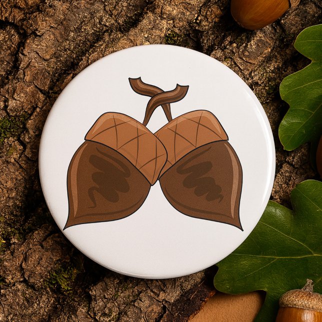 Badge Rond 7,6 Cm Acorns Rustique Forêt d'automne Nature (Créateur téléchargé)