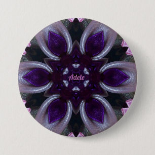 Badge Rond 7,6 Cm ADELE ~ Blanc violet Pink BLER vert rose