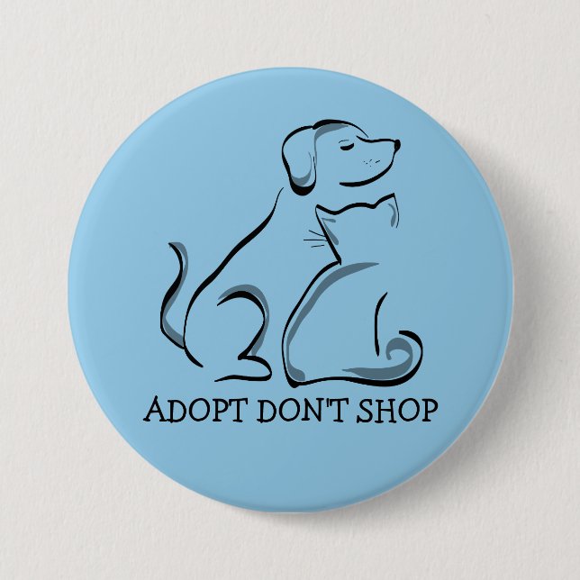 Badge Rond 7,6 Cm Adoptez Ne pas Acheter Chien Chat, Bouton rond LG  (Devant)