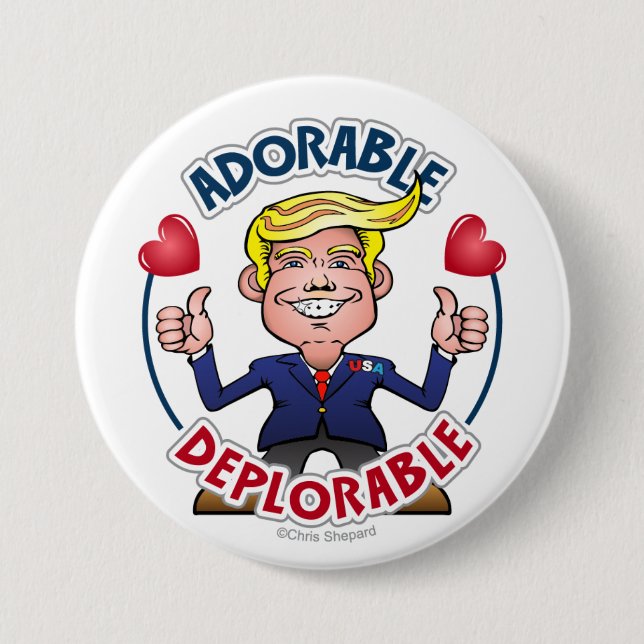 Badge Rond 7,6 Cm ADORABLE DÉPLORABLE Donald Trump Chibi Cartoon (Devant)