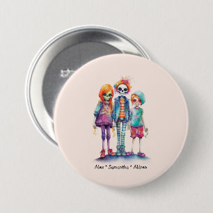 Badge Rond 7,6 Cm Adorable Pastel Zombie Trio - Joli Halloween