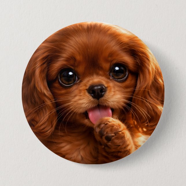 Badge Rond 7,6 Cm Adorable Ruby Cavalier Spaniel (Devant)