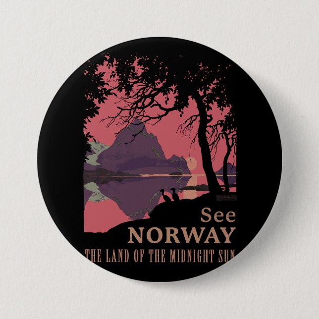 Badge Rond 7,6 Cm Affiche minimaliste de coucher de soleil en Norvèg (Devant)