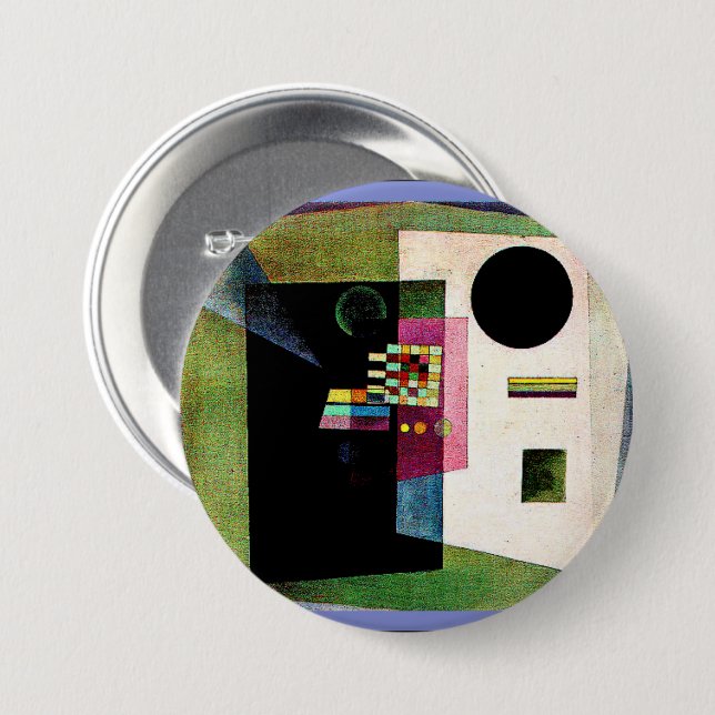 Badge Rond 7,6 Cm Affirmant, peinture abstraite de Kandinsky, (Devant & derrière)
