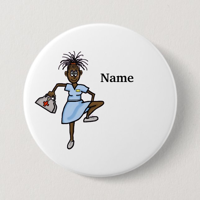 Badge Rond 7,6 Cm African-American Female Nurse Button (Devant)