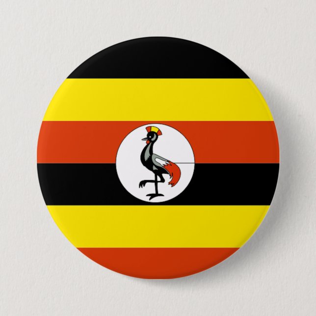 Badge Rond 7,6 Cm Afrique : Drapeau de l'Ouganda (Devant)