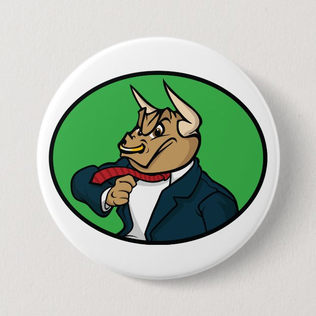 Badge Rond 7,6 Cm Aggressive Bull in Business Suit (Devant)