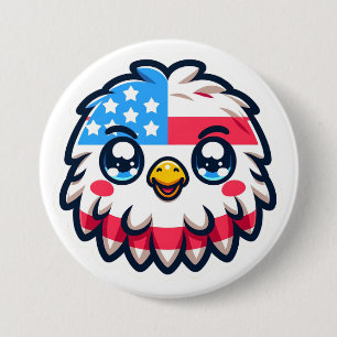 Badge Rond 7,6 Cm Aigle américaine de Kawaii