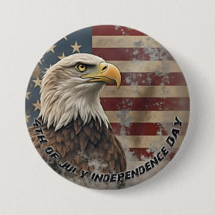 Badge Rond 7,6 Cm Aigle et drapeau majestueux - Esprit de liberté