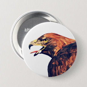 Badge Rond 7,6 Cm Aigle géométrique doré
