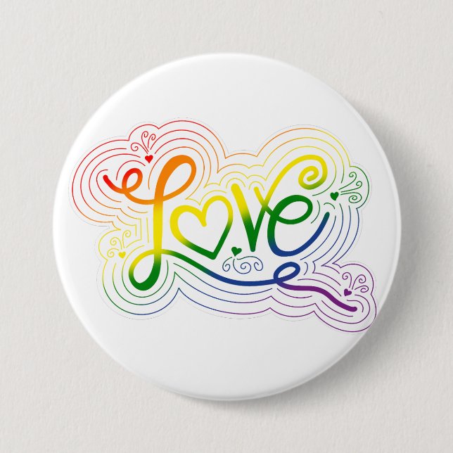 Badge Rond 7,6 Cm Aimer Doodle LGBTQ+ Pride arc en ciel (Devant)