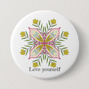 Badge Rond 7,6 Cm Aimez-vous les fleurs de mandala