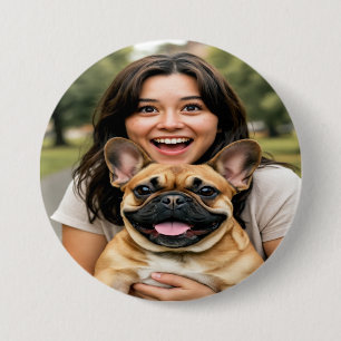 Badge Rond 7,6 Cm Ajouter une photo de Bouledogue Français Personnal