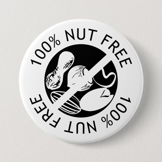 Badge Rond 7,6 Cm Alerte 100% libre d'allergie d'écrou d'écrou fait (Devant)