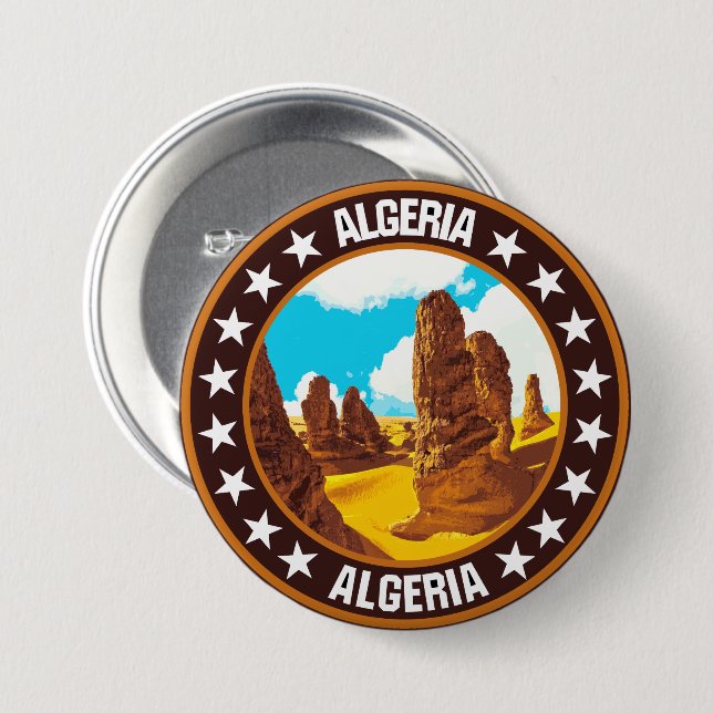 Badge Rond 7,6 Cm Algérie (Devant & derrière)