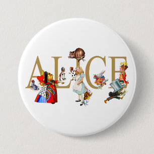 BADGE ROND 7,6 CM ALICE AU PAYS DES MERVEILLES ET AMIS