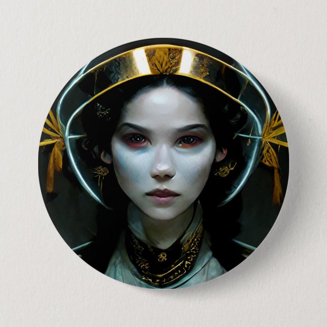 Badge Rond 7,6 Cm Alien Girl 2 Science Fiction (Devant)