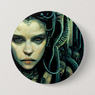 Badge Rond 7,6 Cm Alien Tech Girl Science Fiction