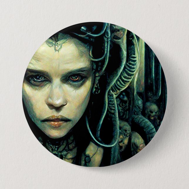 Badge Rond 7,6 Cm Alien Tech Girl Science Fiction (Devant)